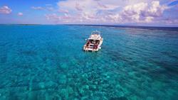 Cayman Islands Scuba Diving Holiday. Little Cayman Dive Centre. Boat Aerial View.